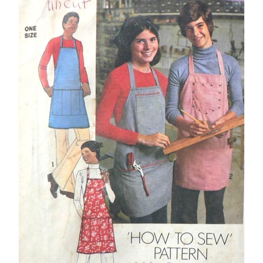 Simplicity Misses Mens Cobler Aprons in 2 Lengths One Size ©1975 Pattern #‎ 7254